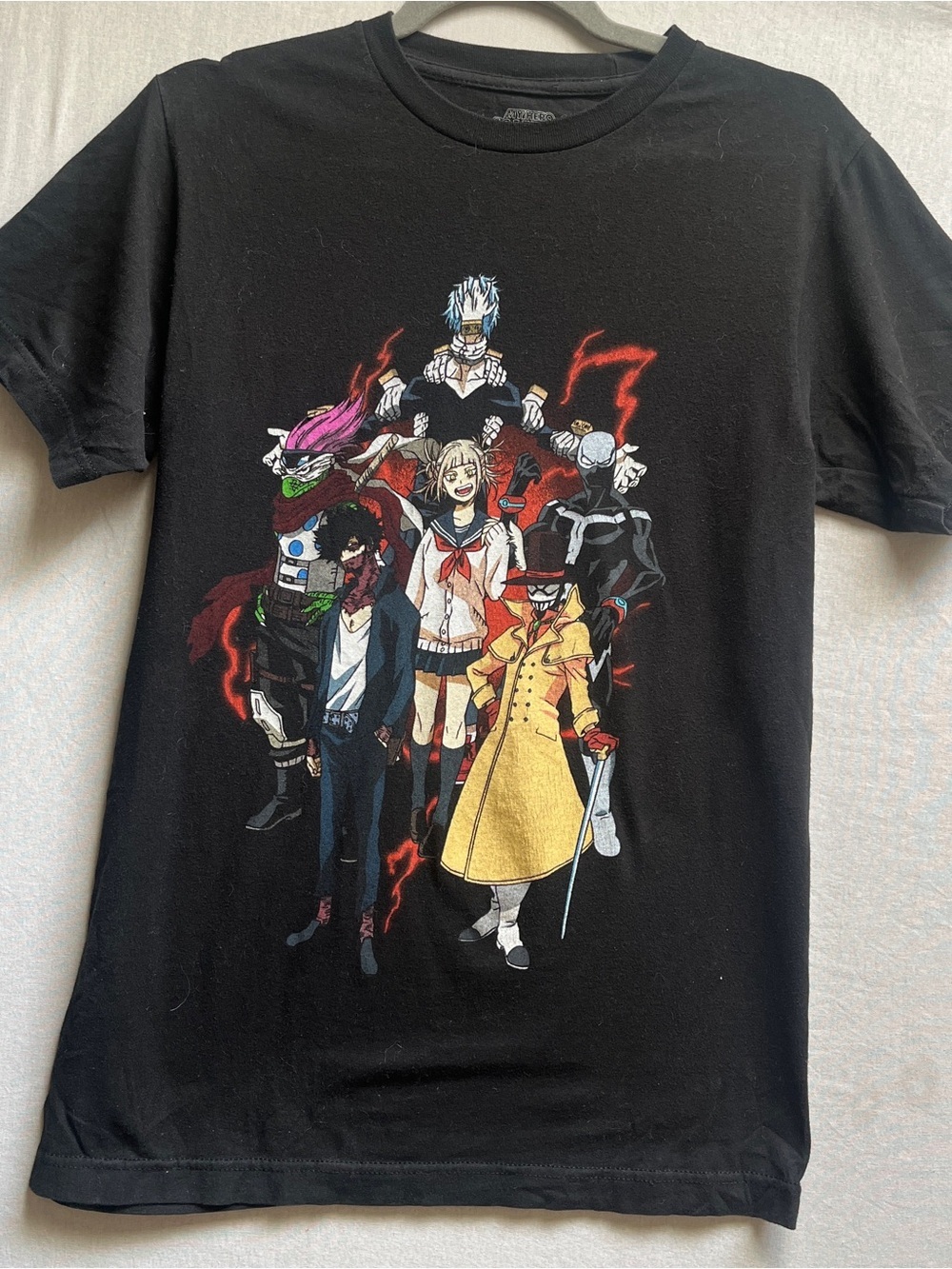 Black Anime Graphic Crewneck T-Shirt Men S
